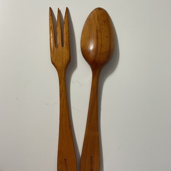 VTG BARIBOCRAFT Serving Salad Fork & Spoon Teak Stained Wood Canada - Picture 4 of 8